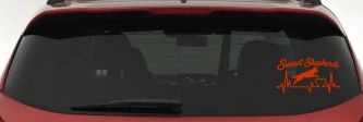 Sunset Shepherds Jumping Special Request Car or Truck Vinyl Window Decal Sticker (Orange Red)