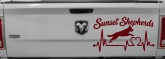 Sunset Shepherds Jumping Special Request Car or Truck Vinyl Window Decal Sticker (Purple Red)