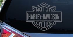 Harley Davidson Motorcycle Car or Truck Vinyl Window Decal Sticker (Silver)