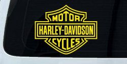 Harley Davidson Motorcycle Car or Truck Vinyl Window Decal Sticker (Yellow)