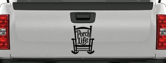 Porch Life Rocking Chair Car or Truck Vinyl Window Decal Sticker (Black)