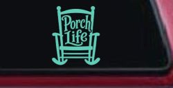 Porch Life Rocking Chair Car or Truck Vinyl Window Decal Sticker (Mint)
