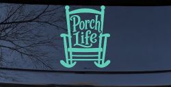 Porch Life Rocking Chair Car or Truck Vinyl Window Decal Sticker (Mint)