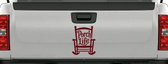Porch Life Rocking Chair Car or Truck Vinyl Window Decal Sticker (Purple Red)
