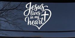 Jesus Lives in my Heart Car Truck Vinyl Window Decal Sticker