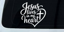 Jesus Lives in my Heart Car Truck Vinyl Window Decal Sticker