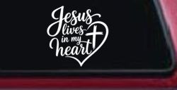 Jesus Lives in my Heart Car Truck Vinyl Window Decal Sticker