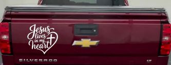 Jesus Lives in my Heart Car Truck Vinyl Window Decal Sticker
