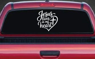 Jesus Lives in my Heart Car Truck Vinyl Window Decal Sticker