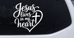 Jesus Lives in my Heart Car Truck Vinyl Window Decal Sticker