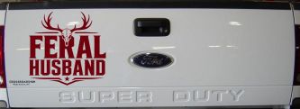Feral Husband Car or Truck Vinyl Window Decal Sticker (Burgundy)