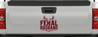Feral Husband Car or Truck Vinyl Window Decal Sticker (Purple Red)