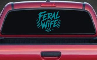 Feral Wife Car or Truck Vinyl Window Decal Sticker (Turquoise Blue)