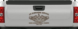 Submarine Service Hide and Seek Champs Car or Truck Vinyl Window Decal Sticker (Brown)