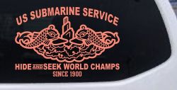 Submarine Service Hide and Seek Champs Car or Truck Vinyl Window Decal Sticker (Coral)