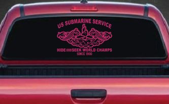 Submarine Service Hide and Seek Champs Car or Truck Vinyl Window Decal Sticker (Hot Pink)