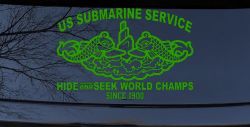 Submarine Service Hide and Seek Champs Car or Truck Vinyl Window Decal Sticker (Lime)
