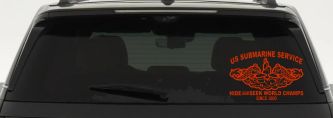 Submarine Service Hide and Seek Champs Car or Truck Vinyl Window Decal Sticker (Orange Red)