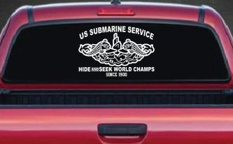Submarine Service Hide and Seek Champs Car or Truck Vinyl Window Decal Sticker