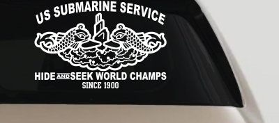 Submarine Service Hide and Seek Champs Car or Truck Vinyl Window Decal Sticker