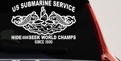 Submarine Service Hide and Seek Champs Car or Truck Vinyl Window Decal Sticker