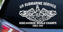 Submarine Service Hide and Seek Champs Car or Truck Vinyl Window Decal Sticker