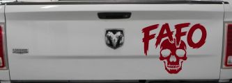 FAFO Skull Shadow Car or Truck Vinyl Window Decal Sticker (Burgundy)