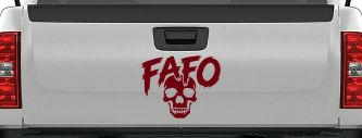 FAFO Skull Shadow Car or Truck Vinyl Window Decal Sticker (Burgundy)