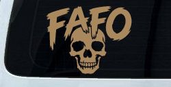 FAFO Skull Shadow Car or Truck Vinyl Window Decal Sticker (Light Brown)