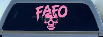 FAFO Skull Shadow Car or Truck Vinyl Window Decal Sticker (Pink)