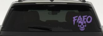FAFO Skull Shadow Car or Truck Vinyl Window Decal Sticker (Purple)