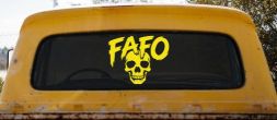 FAFO Skull Shadow Car or Truck Vinyl Window Decal Sticker (Yellow)