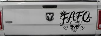 FAFO Girl Skull Car or Truck Vinyl Window Decal Sticker (Black)
