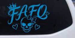 FAFO Girl Skull Car or Truck Vinyl Window Decal Sticker (Blue)