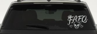 FAFO Girl Skull Car or Truck Vinyl Window Decal Sticker (Light Gray)