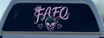FAFO Girl Skull Car or Truck Vinyl Window Decal Sticker (Lilac)