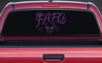 FAFO Girl Skull Car or Truck Vinyl Window Decal Sticker (Violet)