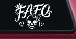FAFO Girl Skull Car or Truck Vinyl Window Decal Sticker