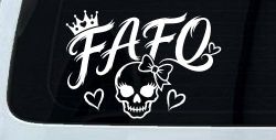 FAFO Girl Skull Car or Truck Vinyl Window Decal Sticker