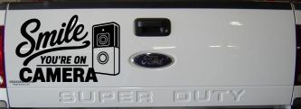 Smile You're on Camera Doorbell Camera Car or Truck Vinyl Window Decal Sticker (Black)