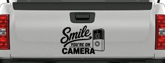 Smile You're on Camera Doorbell Camera Car or Truck Vinyl Window Decal Sticker (Black)