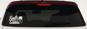 Smile You're on Camera Doorbell Camera Car or Truck Vinyl Window Decal Sticker (White)