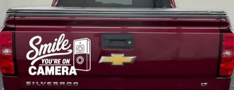 Smile You're on Camera Doorbell Camera Car or Truck Vinyl Window Decal Sticker (White)