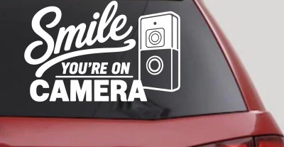 Smile You're on Camera Doorbell Camera Car or Truck Vinyl Window Decal Sticker