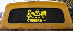 Smile You're on Camera Doorbell Camera Car or Truck Vinyl Window Decal Sticker (Yellow)