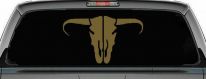 Long Horn Skull Mount Western Rodeo Farm Cowboy Car or Truck Window Decal Sticker (Gold)