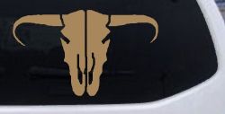 Long Horn Skull Mount Western Rodeo Farm Cowboy Car or Truck Window Decal Sticker (Light Brown)