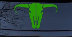 Long Horn Skull Mount Western Rodeo Farm Cowboy Car or Truck Window Vinyl Decal Sticker (Lime)
