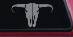 Long Horn Skull Mount Western Rodeo Farm Cowboy Car or Truck Window Vinyl Decal Sticker (Telegrey)