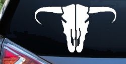 Long Horn Skull Mount Western Rodeo Farm Cowboy Car or Truck Window Decal Sticker